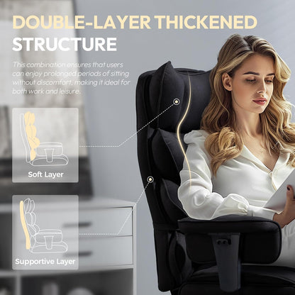 Dowinx Big & Tall Office Chair with Pocket Spring Cushion, Adjustable Armrests, Lumbar Support & Footrest