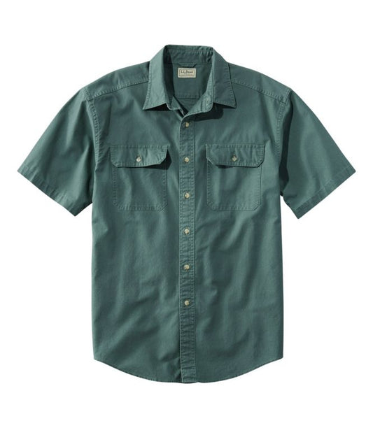 Men's Sunwashed Canvas Shirt, Traditional Fit Short-Sleeve