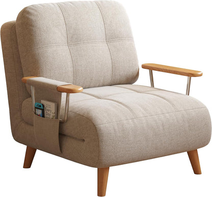 Modern Convertible Chair Bed with Wood Legs