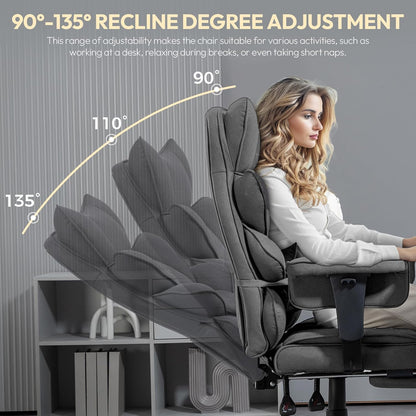 Dowinx Big & Tall Office Chair with Pocket Spring Cushion, Adjustable Armrests, Lumbar Support & Footrest