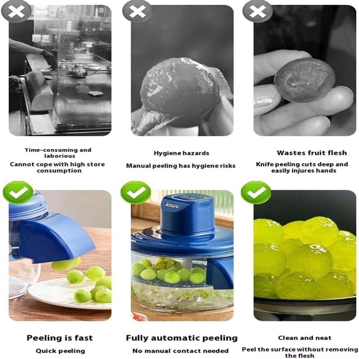 2025 Electric Grape Peeler - Automatic, Rechargeable Kitchen Tool for Fruits & Tomatoes