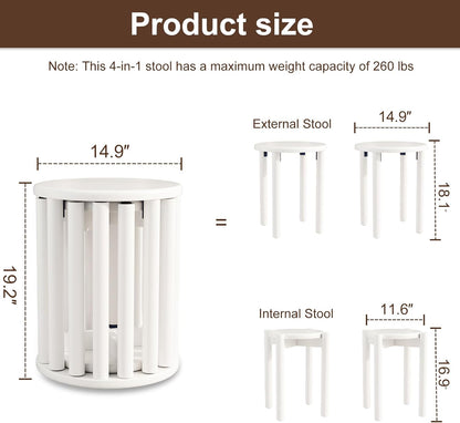 4-in-1 Stackable Wood Stool Set