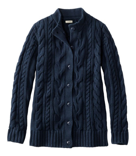 Women's Double L® Cable Sweater, Button-Front Cardigan