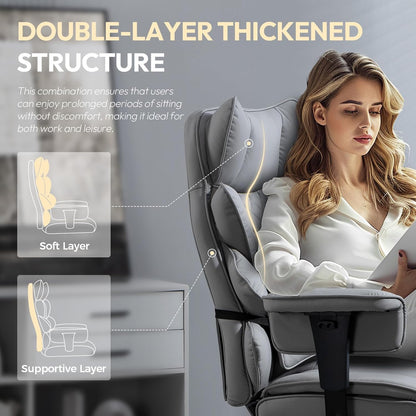 Dowinx Big & Tall Office Chair with Pocket Spring Cushion, Adjustable Armrests, Lumbar Support & Footrest