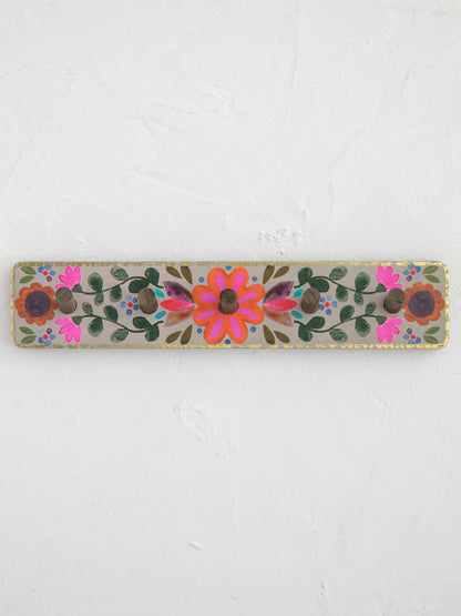 Floral Wall Hook Rack - Pink Flower