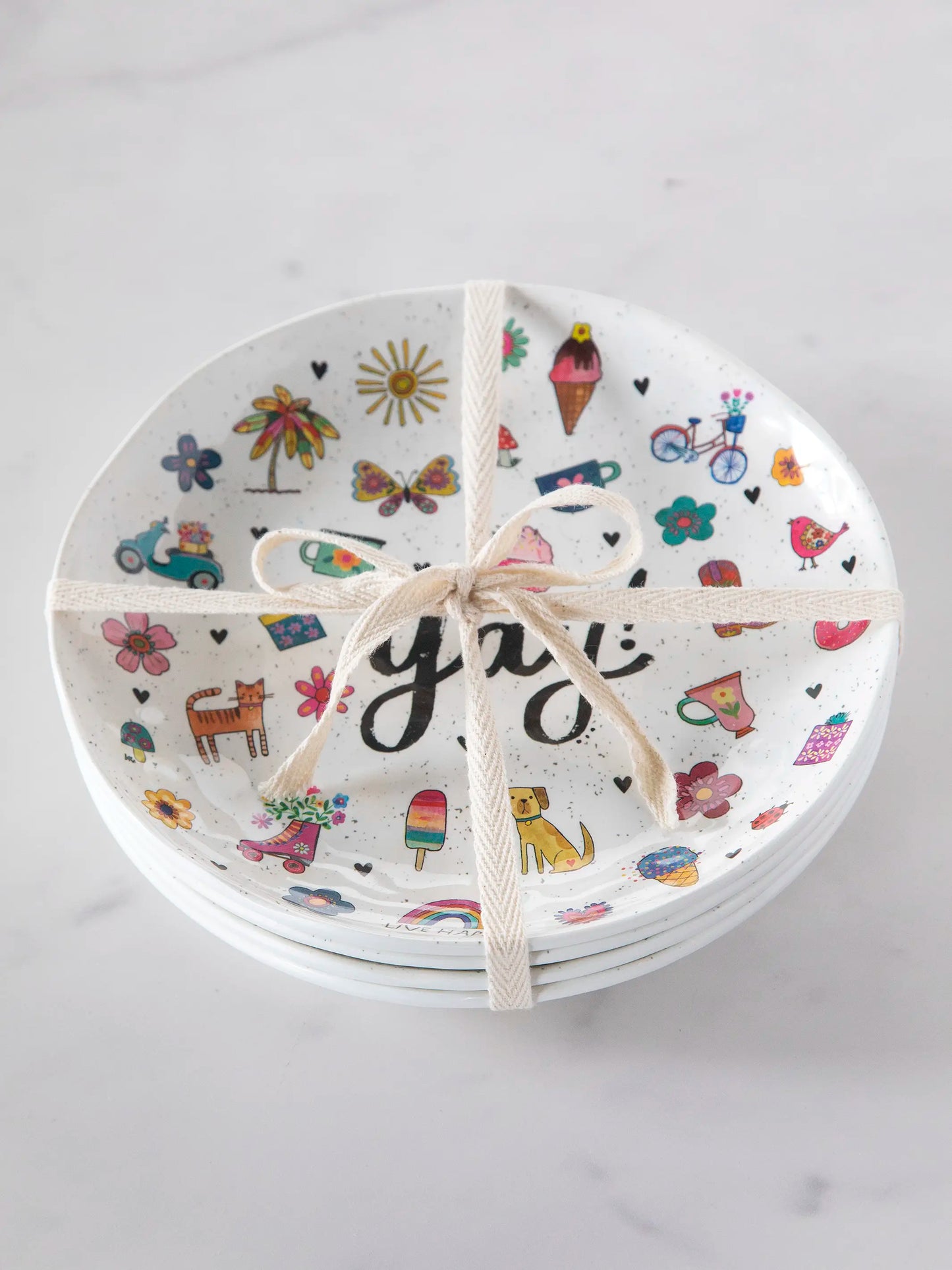 "Save Paper" Melamine Party Plates, Set of 4 - Yay
