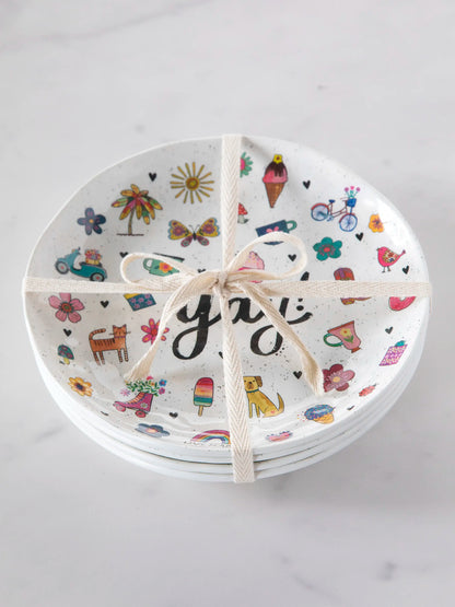 "Save Paper" Melamine Party Plates, Set of 4 - Yay