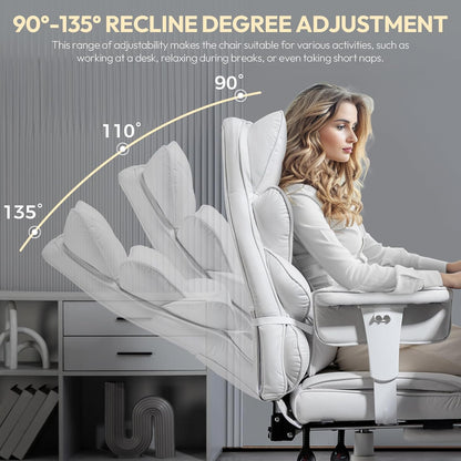 Dowinx Big & Tall Office Chair with Pocket Spring Cushion, Adjustable Armrests, Lumbar Support & Footrest