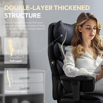 Dowinx Big & Tall Office Chair with Pocket Spring Cushion, Adjustable Armrests, Lumbar Support & Footrest