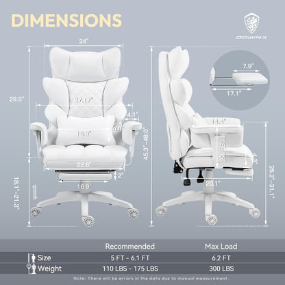 Dowinx Big & Tall Office Chair with Pocket Spring Cushion, Adjustable Armrests, Lumbar Support & Footrest
