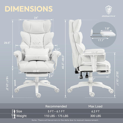 Dowinx Big & Tall Office Chair with Pocket Spring Cushion, Adjustable Armrests, Lumbar Support & Footrest