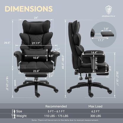 Dowinx Big & Tall Office Chair with Pocket Spring Cushion, Adjustable Armrests, Lumbar Support & Footrest