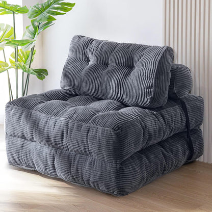 Folding Sofa Bed, Convertible Sleeper Chair with Pillow, Portable Floor Lounge Chair Bed, Dark Grey, Single