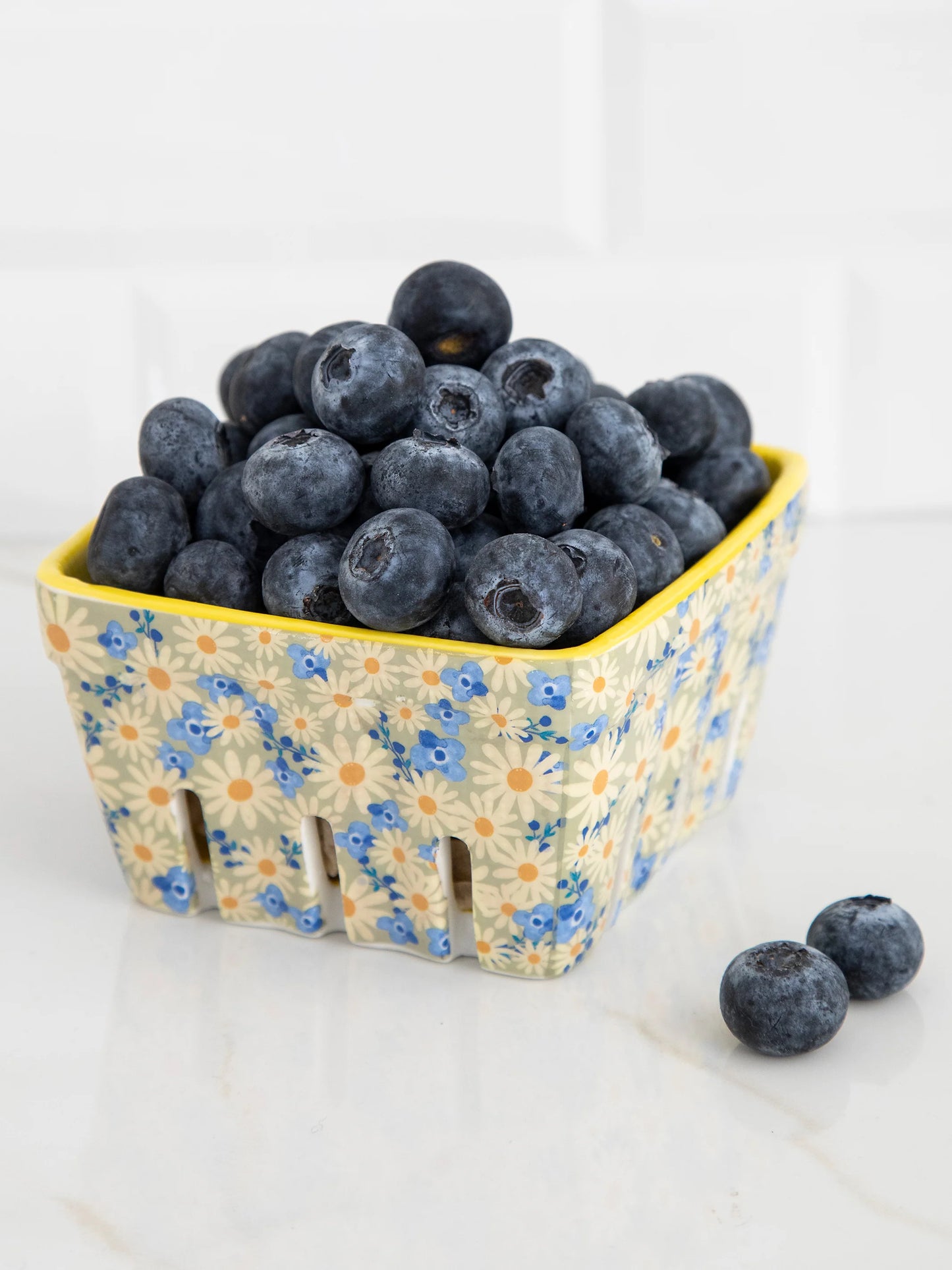 Ceramic Berry Colander - Yellow Floral